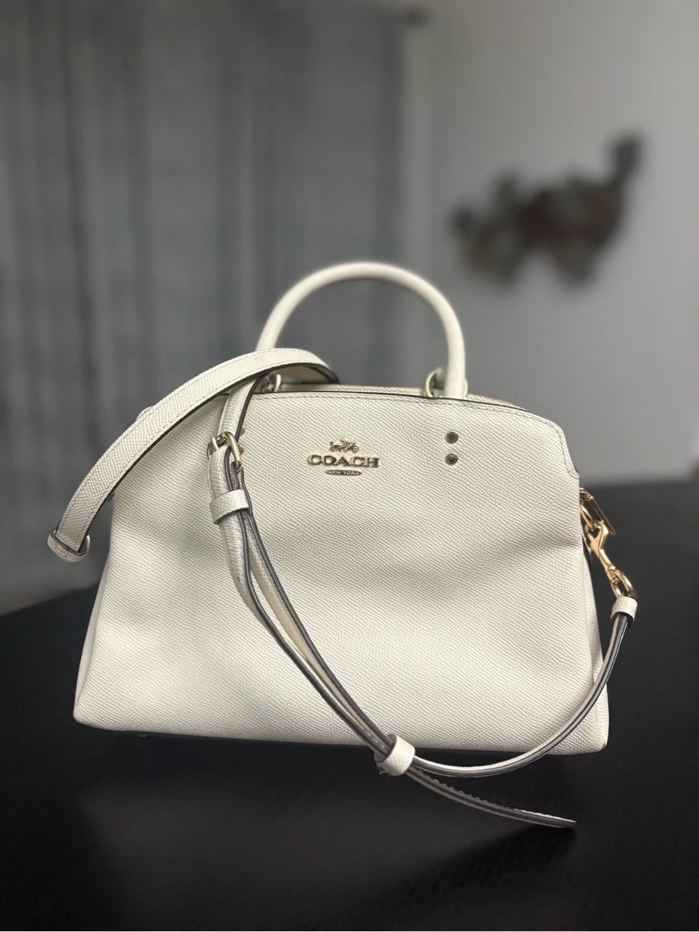 Coach Cream Leather Satchel with Gold Hardware